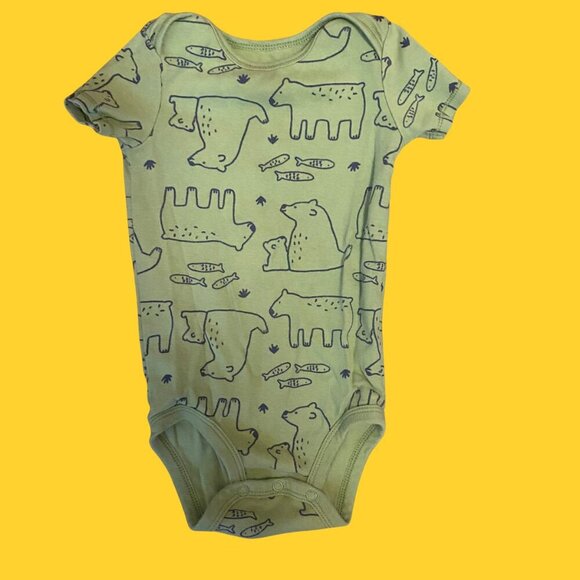 Carter’s Green Bear Print Baby Bodysuit 24M – Unisex Cotton One-Piece - Picture 2 of 7